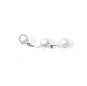 Pearl sterling silver double ring