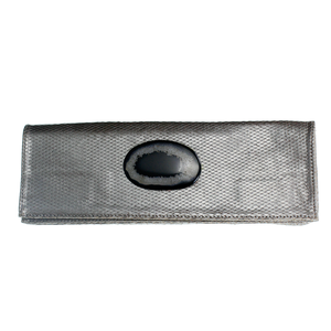 Silver Leather clutch with agate stone