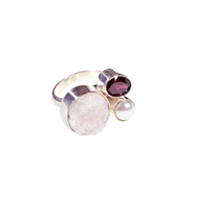 Load image into Gallery viewer, Beautiful Druzy and Garnet Ring