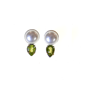 Pearl and Peridot Earrings.