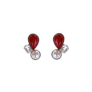 Beautiful Red Coral Pearl Earrings