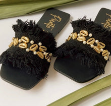 Load image into Gallery viewer, Hawaii Black and Gold Sandals