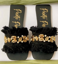 Load image into Gallery viewer, Hawaii Black and Gold Sandals